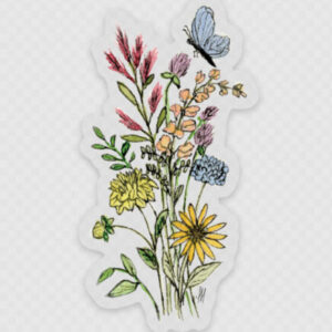 Wildflowers and Butterfly - Clear Vinyl Sticker