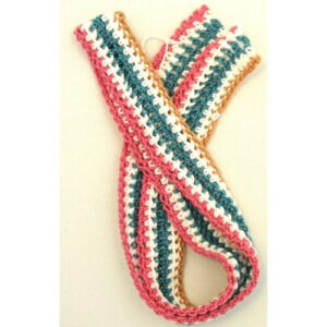 Small Blue Pink Copper Crochet Belt - 34"x1.25"