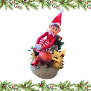 Handcrafted Christmas Centrepiece with an Elf